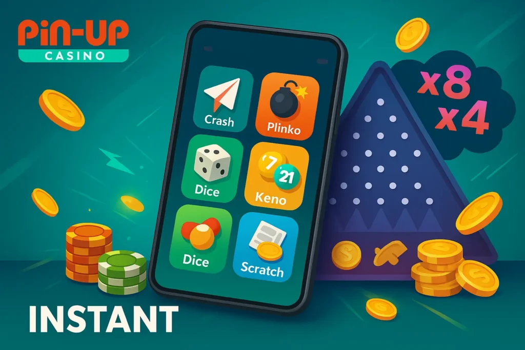Pin-Up Casino Canada — Instant Games (Crash, Mines, Plinko, Dice, Keno, Scratch) – Fast Rounds & Mobile Play