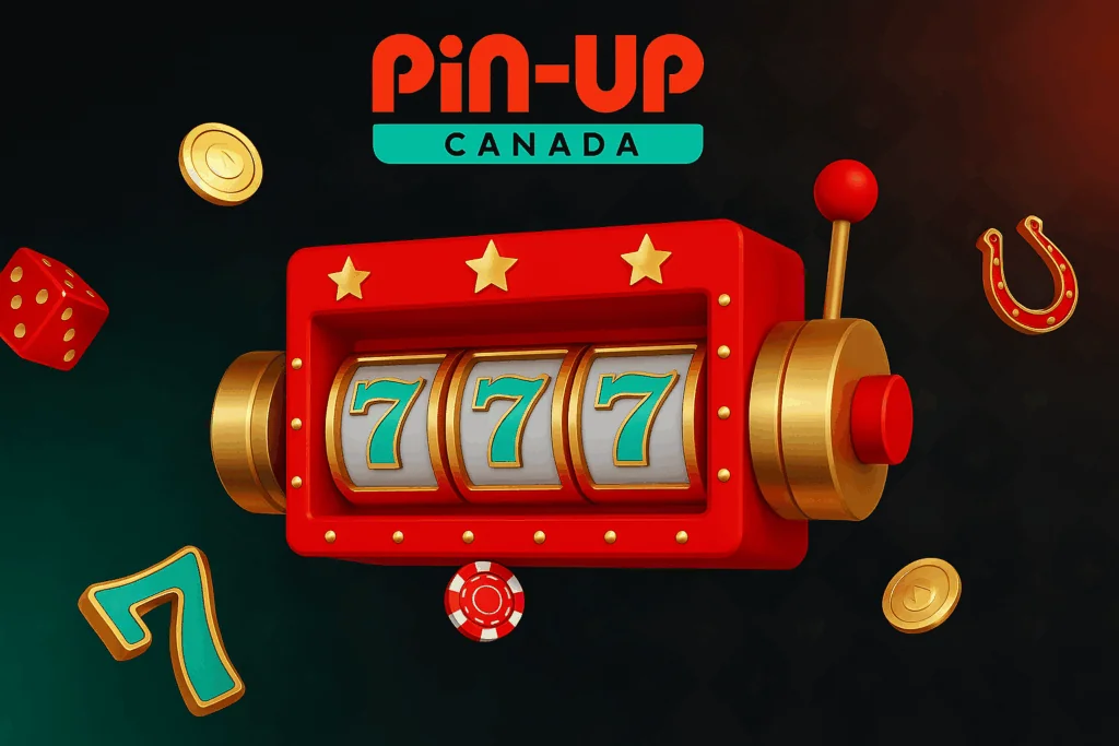Pin-Up Canada promo brand illustration with slot machine and casino elements